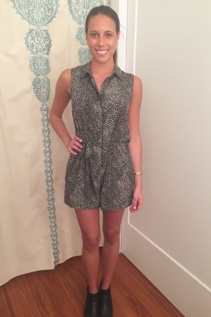 EQUIPMENT Black White 100% Silk Sleeveless V-Neckline Romper size Extra Small